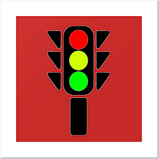 TRAFFIC LIGHTS RED YELLOW GREEN Posters and Art